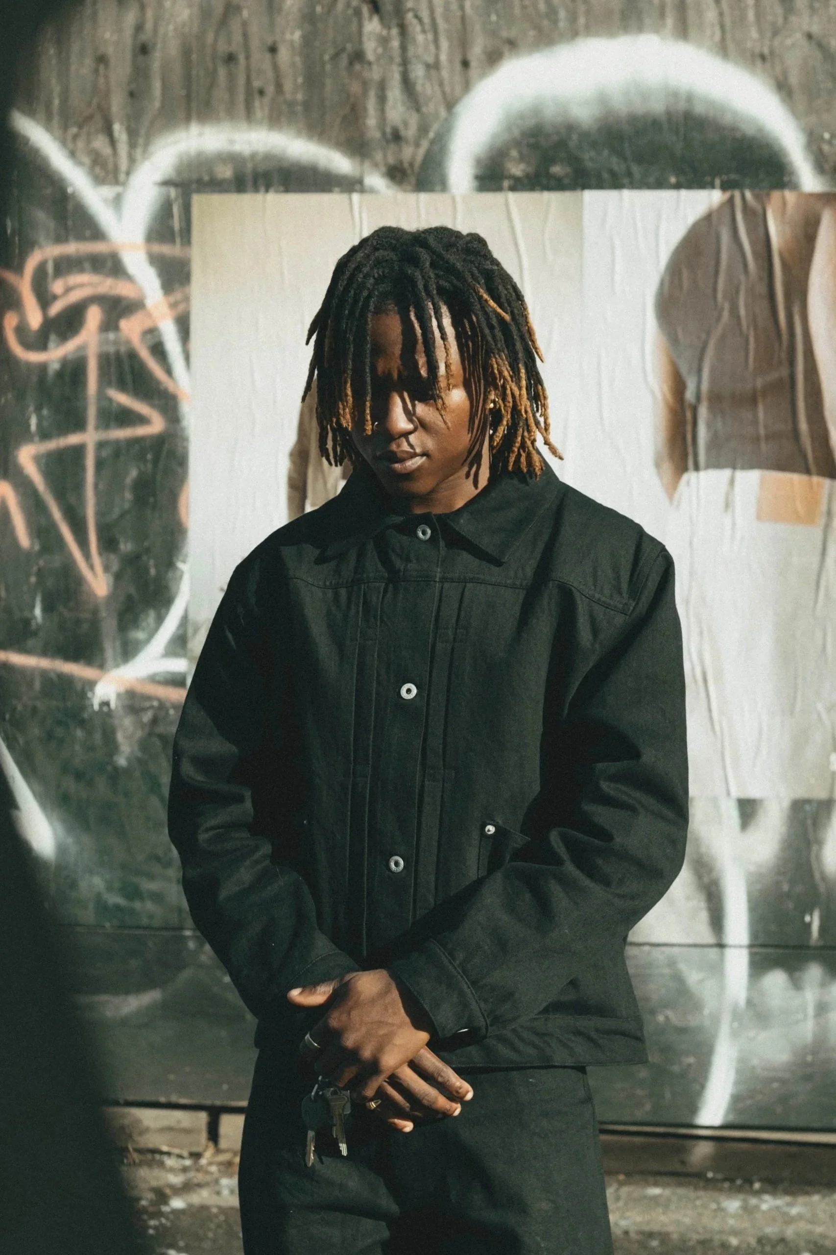 PLEATED DENIM JACKET - BLACK — Saturday Project